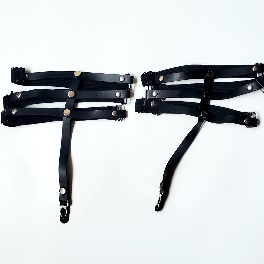 Goth Faux leather garter set